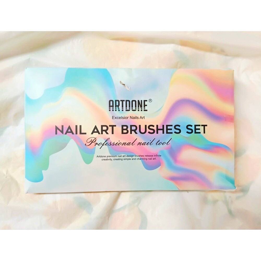 ARTDONE Double Head Nail Art Brush Set Pink Glitter w/ Dotting Tools
